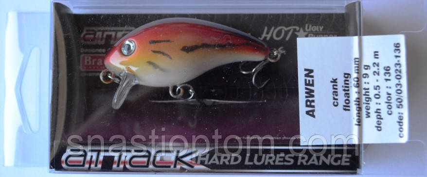 Воблер для риболовлі BratFishing ARWEN, довжина 60 мм, вага 9,0 г, колір 136