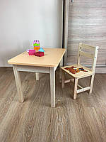 Стіл і стілець дитячі жовтий. Для навчання, малювання, ігри. Стіл із шухлядою та стільчик., фото 4