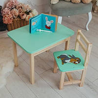 Стілець і стіл дитячий зелений. Для навчання, малювання, ігри. Стіл із шухлядою та стільчик., фото 5