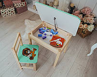 Стілець і стіл дитячий зелений. Для навчання, малювання, ігри. Стіл із шухлядою та стільчик., фото 10