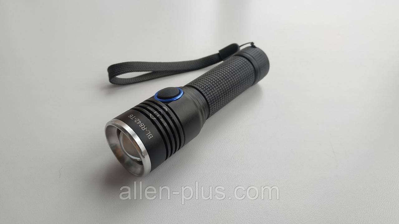 Ліхтар компактний Police/Bailong BL-842 T6, знімний акумулятор 18650, microUSB, zoom, чорний