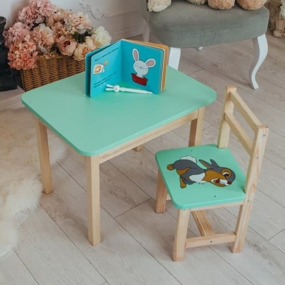 Дитячий стіл! Стіл-парта з дерева класична та стільчик. На Подарунок! Підійде для навчання, малювання, гри