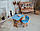 Дитячий столик і стільчик із дерева. Кришка хмарка для дитини, блакитний колір, фото 2