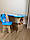 Дитячий столик і стільчик із дерева. Кришка хмарка для дитини, блакитний колір, фото 8