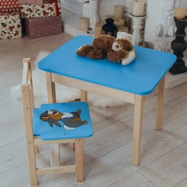 Дитячий стіл! Стіл-парта з дерева класична та стільчик. На Подарок! Підійде для навчання, малювання, гри
