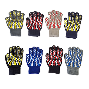 Дитячі рукавички еластичні унісекс з кольоровими крапками легкі для прогулянок і школи M 6 8 років