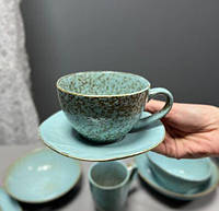 Набор керамический 4 чашки + 4 блюдца Ретро чайный 250 мл