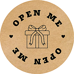 Етикетка кругла крафт "Open me​​​​​​​​​​", Діаметр 50 мм, 250 шт/рулон, Viskom
