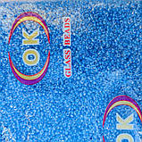 Бісер дрібний прозорий з блакитною серединкою, фото 2