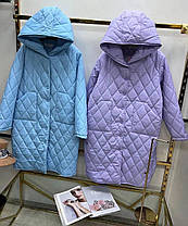 Подовжена жіноча стьобана куртка фісташкова  ⁇  42,44,46 розміри, фото 3
