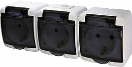 Розетка 3-на з З/К (Schuko) зовнішнього монтажу ETI RHE-3sd 250V AC IP54 4668024