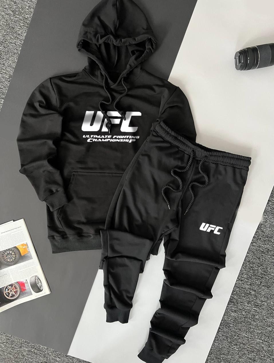 Cпортивний костюм чоловічий Ufc осінь весна чорний комплект худі штани весняний осінній юфс, фото 1