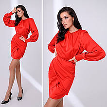 Жіноча вечірня міні-сукня з драпіровкою Люкс червоне (різні кольори) XS S M L