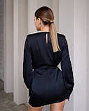 Жіноча міні-сукня з драпіруванням на спідниці Люкс чорна (різні кольори) XS S M L, фото 5