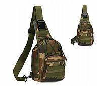 Штурмовой наплечный рюкзак. Тактическая сумка на плечо - СAMO карман для бутылки. Военная Сумка на плечо.
