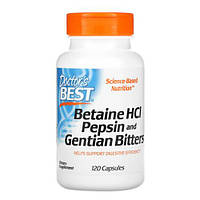 Бетаїн та пепсин, Doctor's Best Betaine - Pepsin & Gentain Bitters 120 капсул
