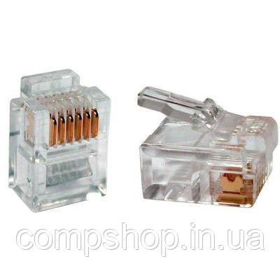 Конектор RJ-12 Patron 6P6C (40шт/уп) (CON-RJ-12-6P6C-40) (код 124800)