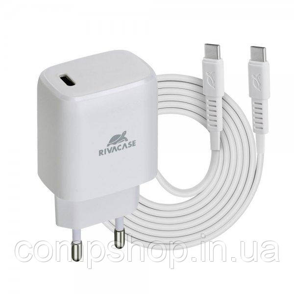 Зарядний пристрій RivaCase PS4191 WD4 (White), 1 USB Type-C, PD 20 Вт, кабель Type-C, білий (код 130771)