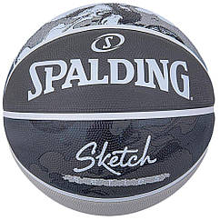 М'яч баскетбольний Spalding NBA Sketch Jump Ball Series Outdoor розмір 7 гумовий (84382Z)