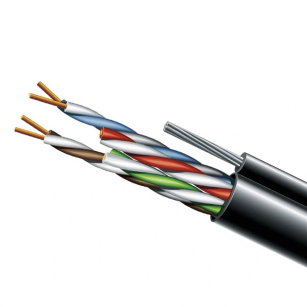 Звита пара Cat. 5e U/UTP PE 4х2х24 AWG + S.M.трос (74130) 500 м ЗЗЦМ мідь вуличний з тросом