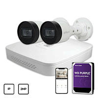 Комплект IP видеонаблюдения Dahua IP KIT 2x2MP OUTDOOR + HDD 1TB