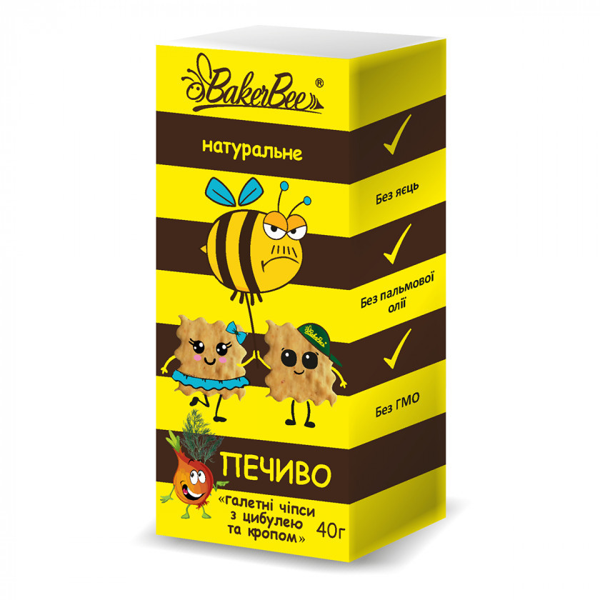 Натуральне галетне печиво з цибулею та кропом BakerBee, 40 г