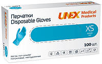 Перчатки нитриловые UNEX Medical, неопудренные, диагностические, синие, размер XS, 100 шт. (50 пар)