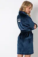 Женский теплый домашний халат Aruelle Eve Bathrobe Blue M