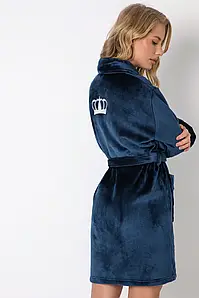 Жіночий теплий домашній халат Aruelle Eve Bathrobe Blue L