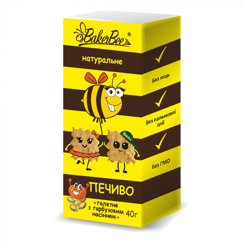 Печиво натуральне з гарбузовим насінням BakerBee, 40 г