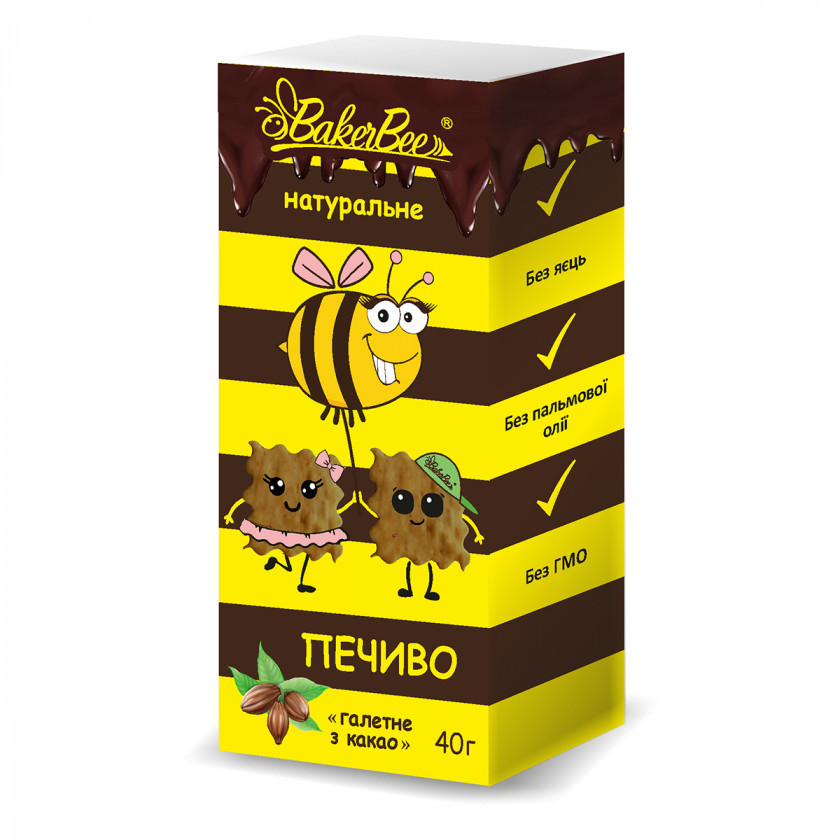 Печиво натуральне з какао BakerBee, 40 г