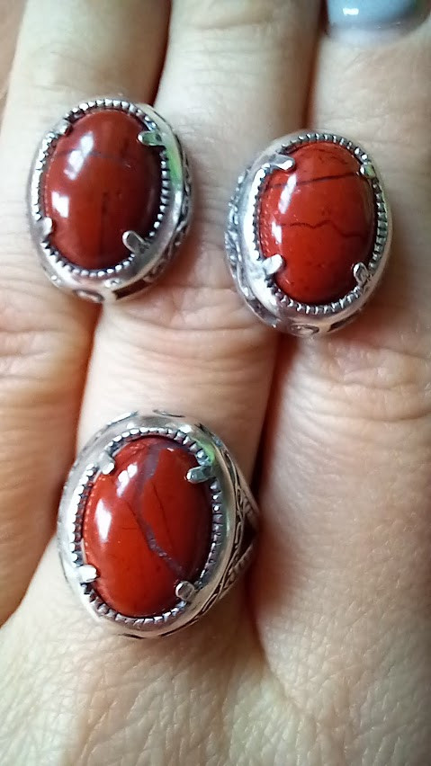 Срібний комплект із яшмою, фото 1