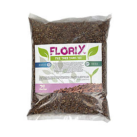 Соснова кора FloriX pine tree bark для азалій, гортензій, лохини, хвойних XS 0-4 мм 2 л / добрива для квітів