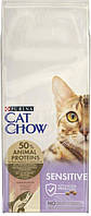 Сухой корм Purina Cat Chow Sensitive для взрослых кошек с чувствительной кожей и пищеварением с лососем 1.5 кг