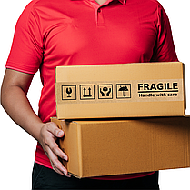 Скотч етикетка крафт "Fragile", 50х294 мм (100 шт/рулон) з принтом, самоклеюча Viskom, фото 3