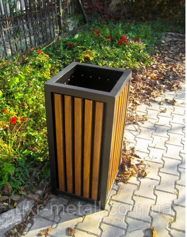 Вуличні урни з металу та дерева на замовлення від виробника, фото 1