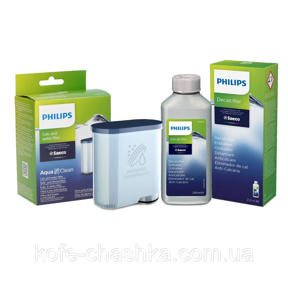 Фільтр для води та проти накипу Philips AquaClean CA6903/10, засіб від накипу Philips Decalcifier CA6700/10