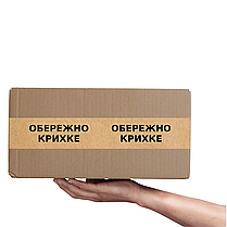 Скотч етикетка крафт "Обережно крихке 02", 50х294 мм (100 шт/рулон) з принтом, самоклеюча Viskom, фото 2
