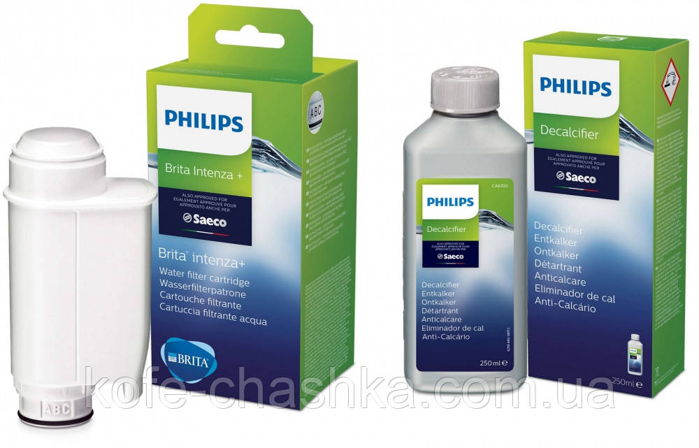 Засіб від накипу Philips Decalcifier CA6700/10 250 мл плюс Фільтр для води Philips Brita Intenza+ СА6702/10