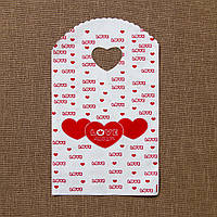 Пакет поліетиленовий білий із червоними сердечками та написами Love ручка серце розмір 21х13 см паковання 50 шт.