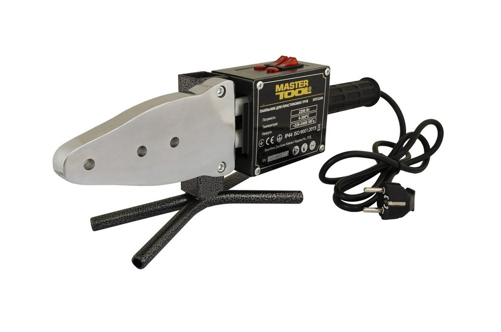 Паяльник для пластикових труб MASTERTOOL 20-63 мм 2 режими 1100-2200 Вт/220 V/50 Hz 0-300 °C IP44 LED, фото 1