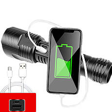 Ліхтар ручний L-12-P70, power bank, zoom, фото 4