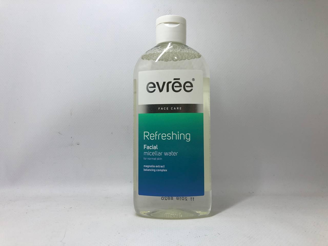 Міцелярна вода для зняття макіяжу Evree Refreshing Facial micellar water 300 мл виробництво Польща