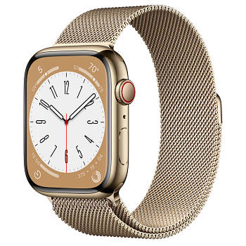 Смарт-годинник Apple Watch Series 8 GPS + Cellular 45mm Gold S. Steel Case w. Milanese Loop Gold (MNKP3/MNKQ3)