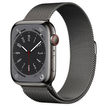 Смарт-годинник Apple Watch Series 8 GPS + Cellular 45 mm Graphite Steel Case w. Milanese Loop Graphite(MNKW3/MNKX3)
