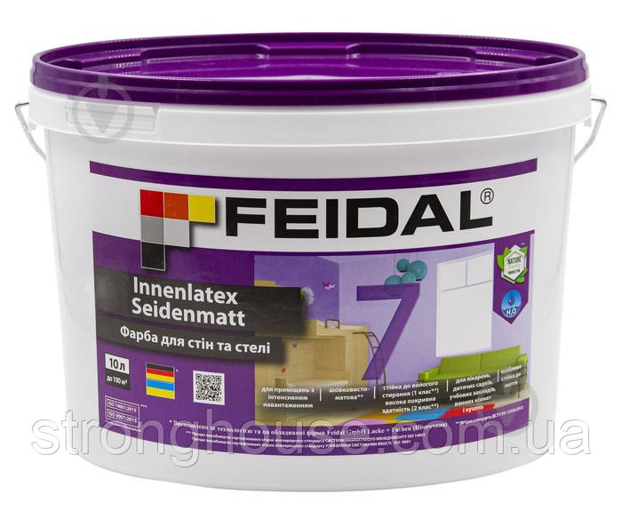 Фарба Feidal 7 Innenlatex Seidenmatt Шовковистий мат Фейдал 10 л (ID ...
