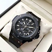 Наручные часы Hublot Big Bang Black Carbon AAA мужские кварцевые с хронографом на каучуковом ремешке сапфир