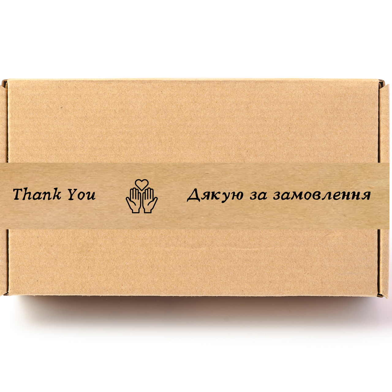 Скотч етикетка крафт "Дякую за замовлення / Thank You", 50х294 мм (100 шт/рулон) з принтом, самоклеюча Viskom