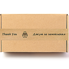 Скотч етикетка крафт "Дякую за замовлення / Thank You", 50х294 мм (100 шт/рулон) з принтом, самоклеюча Viskom
