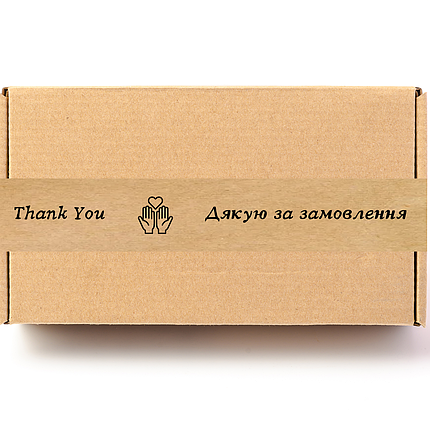 Скотч етикетка крафт "Дякую за замовлення / Thank You", 50х294 мм (100 шт/рулон) з принтом, самоклеюча Viskom, фото 2